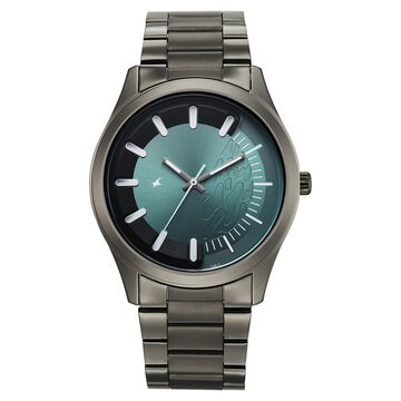 Fastrack Wild Quartz Analog Green Dial Gun Metal Strap Watch For Guys
