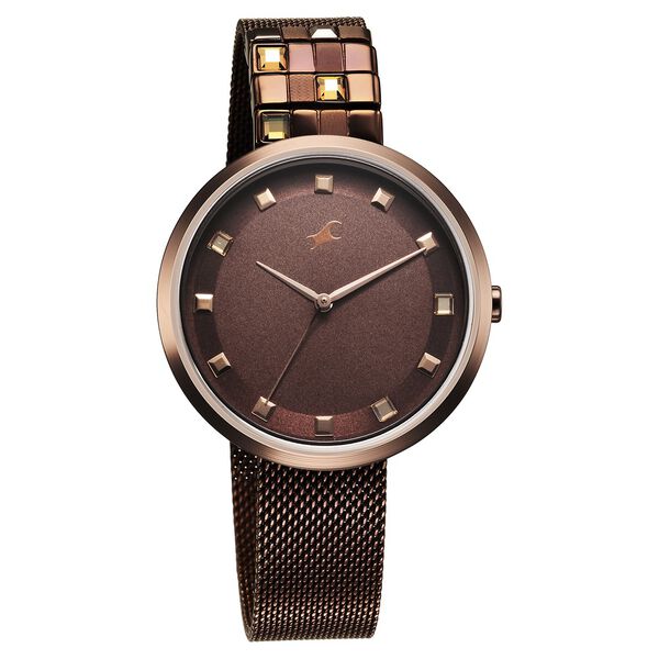 Fastrack Fleek Quartz Analog Brown Dial Stainless Steel Strap Watch for Girls - image number 1