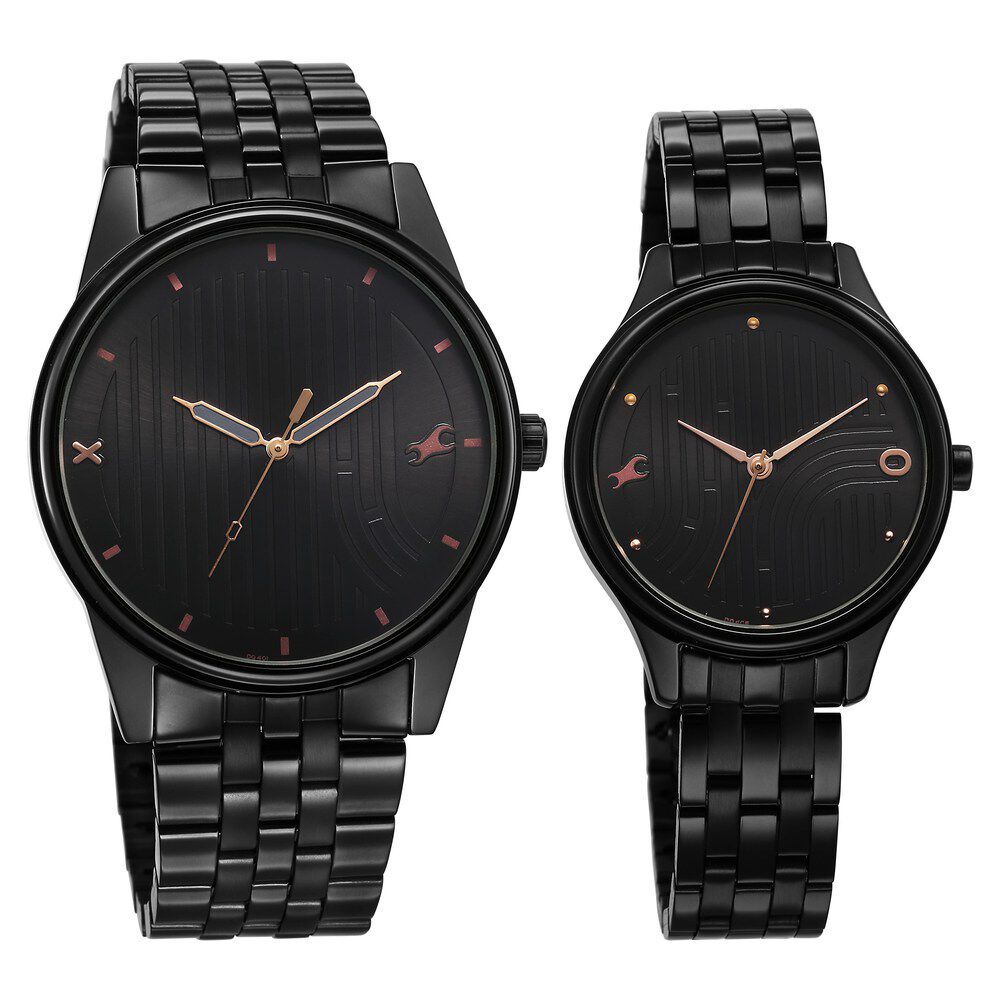 Black metal strap watches fastrack top