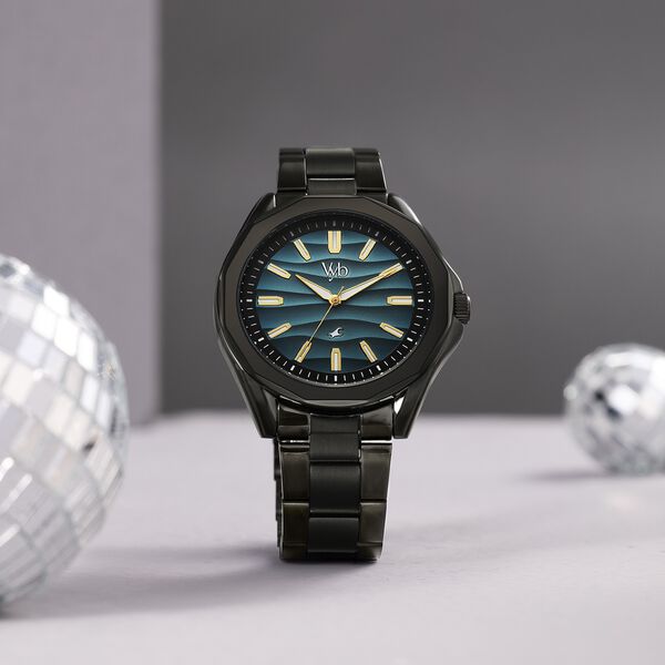 Vyb Drift By Fastrack Quartz Analog Blue Dial Black Stainless Steel Strap Watch For Guys - image number 0