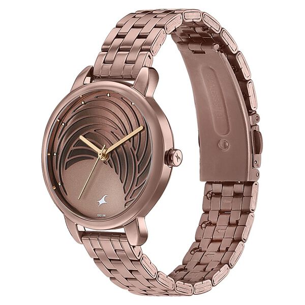 Fastrack Stunners Quartz Analog Brown Dial Stainless Steel Strap Watch for Girls - image number 2