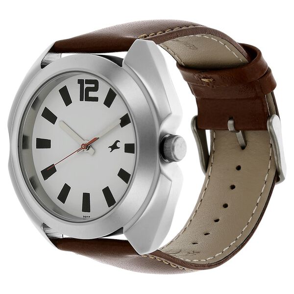 Fastrack Quartz Analog White Dial Leather Strap Watch for Guys - image number 1