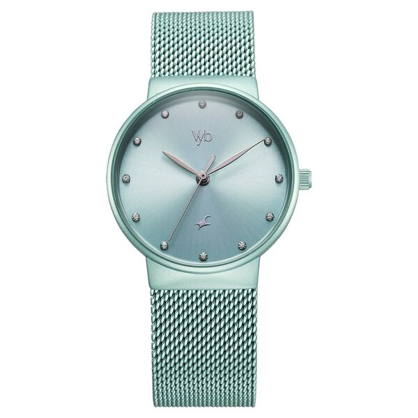 Fastrack Vyb Bliss Quartz Analog Green Dial Sea Green Color Metal Strap Watch For Girls - image number 1
