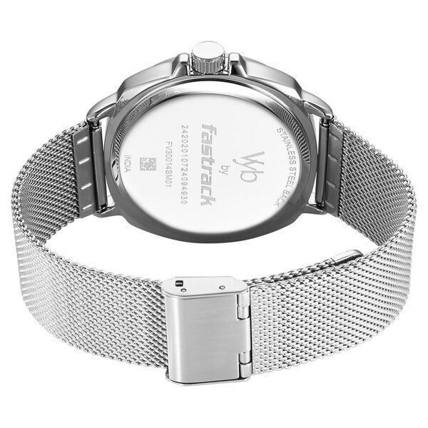 Fastrack Vyb Pioneer Quartz Analog Silver Dial Silver Metal Strap Watch For Guys - image number 5