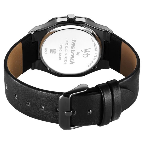 Fastrack Vyb Challenger Quartz Analog Black Dial Black Color Leather Strap Watch For Guys - image number 5