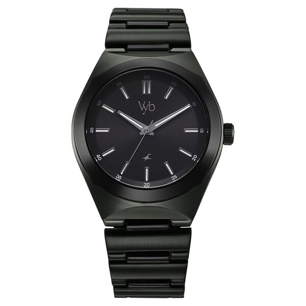 Vyb Arcane By Fastrack Quartz Analog Black Dial Metal Strap Watch For Guys - image number 2