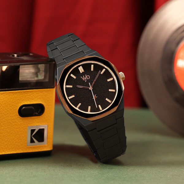 Fastrack Vyb Hustler By Fastrack Quartz Analog Black Dial Black Metal Strap Watch For Guys - image number 0