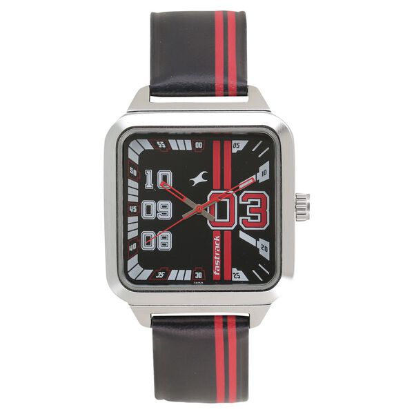 Fastrack Varsity Quartz Analog Black Dial Leather Strap Watch for Guys - image number 0