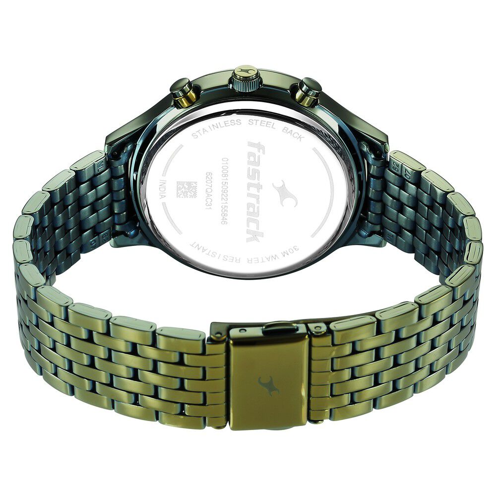 Buy Online Fastrack Style Up Green Dial Stainless Steel Strap Watch for Girls 6207qm02 p Fastrack