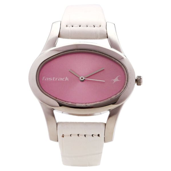 Fastrack Quartz Analog Pink Dial Leather Strap Watch for Girls - image number 0