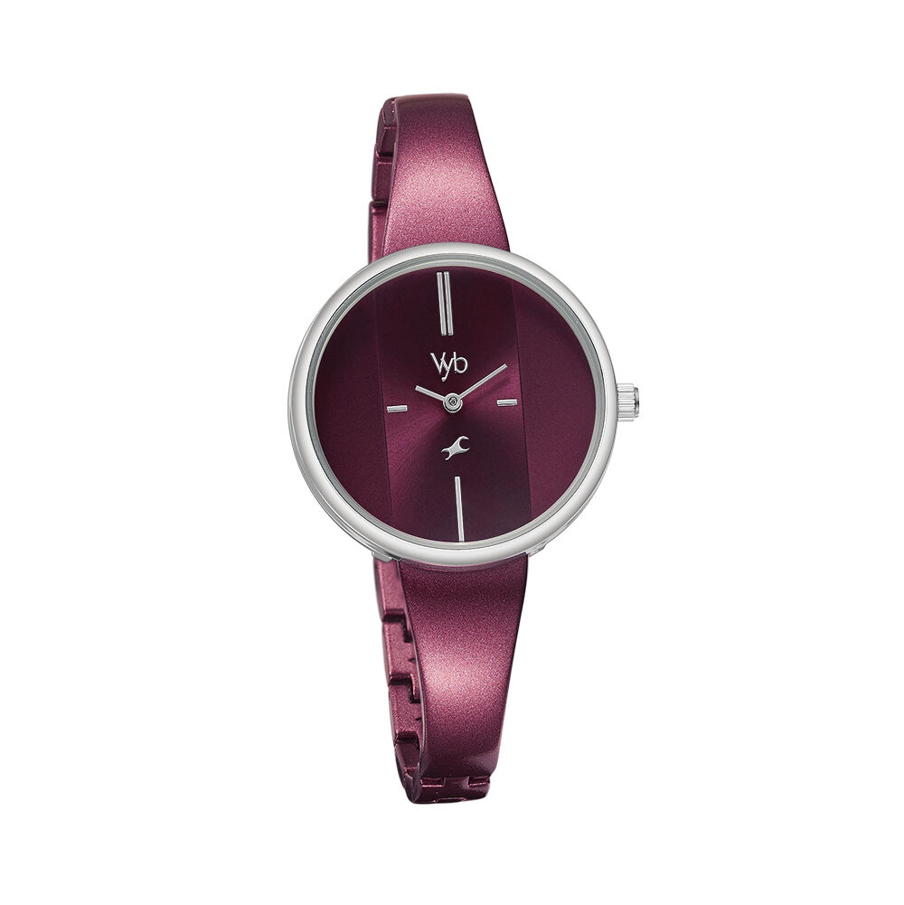 Buy Online Fastrack Vyb Siren Quartz Analog Maroon Dial Metal Strap Watch for Girls fv60004km01w Fastrack