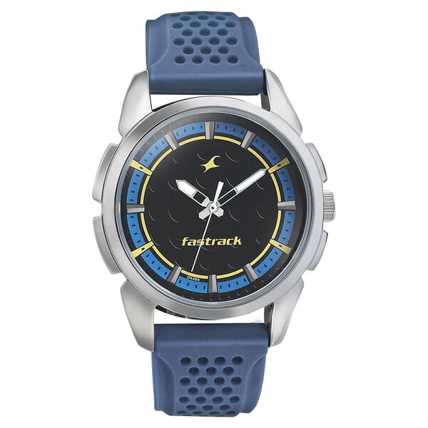 Fastrack Sunburn Quartz Analog Black Dial PU Strap Watch for Guys - image number 1