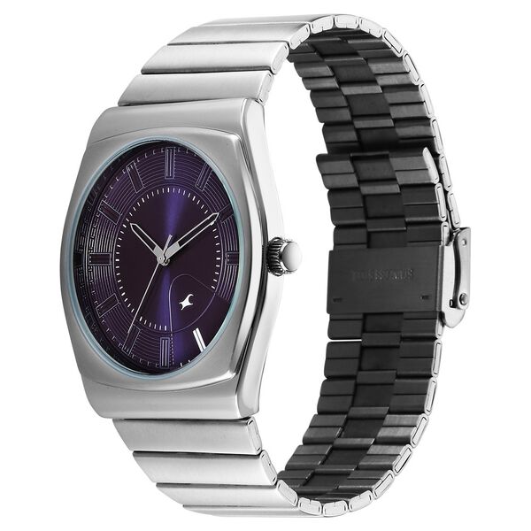 Fastrack Stunners Quartz Analog Purple Dial Silver Stainless Steel Strap Watch For Guys - image number 2