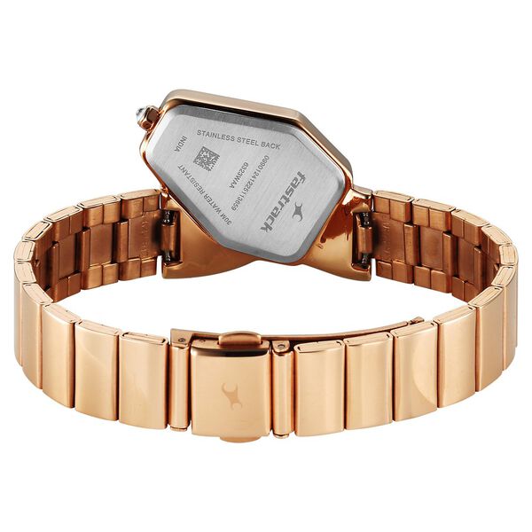 Fastrack Wild Quartz Analog Silver Dial Rose Gold Stainless Steel Strap Watch For Girls - image number 7