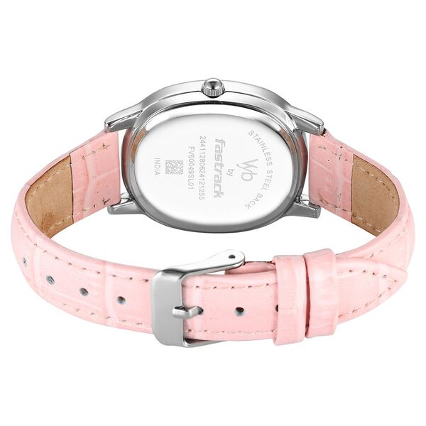 Fastrack Vyb Mirage Quartz Analog Pink Dial Pink Color Leather Strap Watch For Girls - image number 5