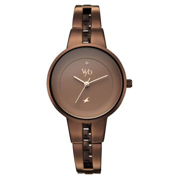 Vyb Halo By Fastrack Quartz Analog Brown Dial Brown Metal Strap Watch For Girls