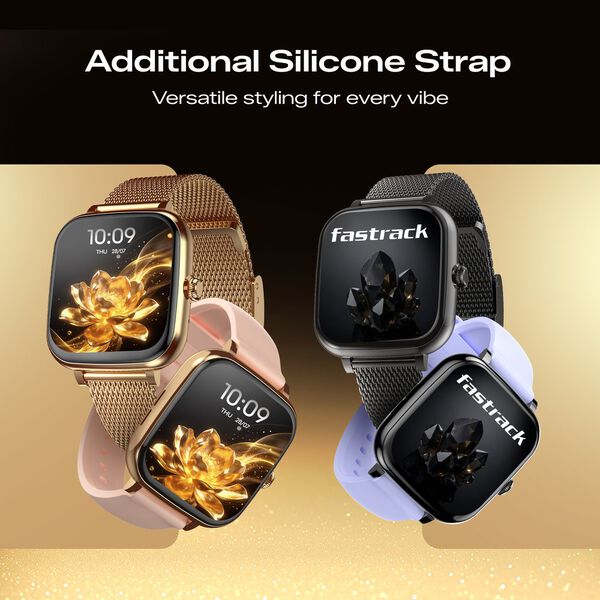 Fastrack Noir Rizz Women Smartwatch with 1.72" inch HD Display, Womens Health, Functional Crown, BT Calling, SpO2, Additional Silicone Strap - image number 4