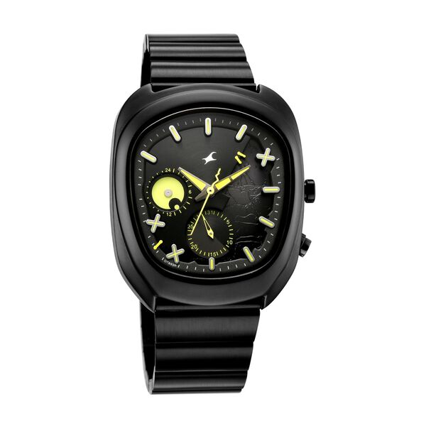 Fastrack Spooky Quartz Multifunction Watch for Men with Black Dial and Black Metal Strap - image number 1