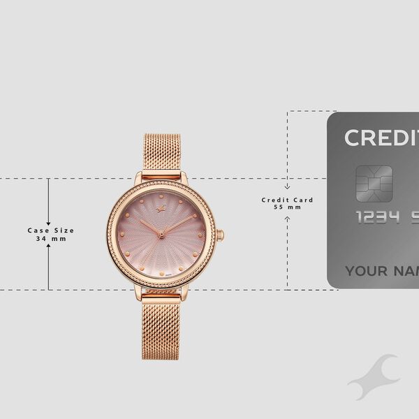 Fastrack Stunners Quartz Analog Pink Dial Rose Gold Stainless Steel Strap Watch For Girls - image number 3