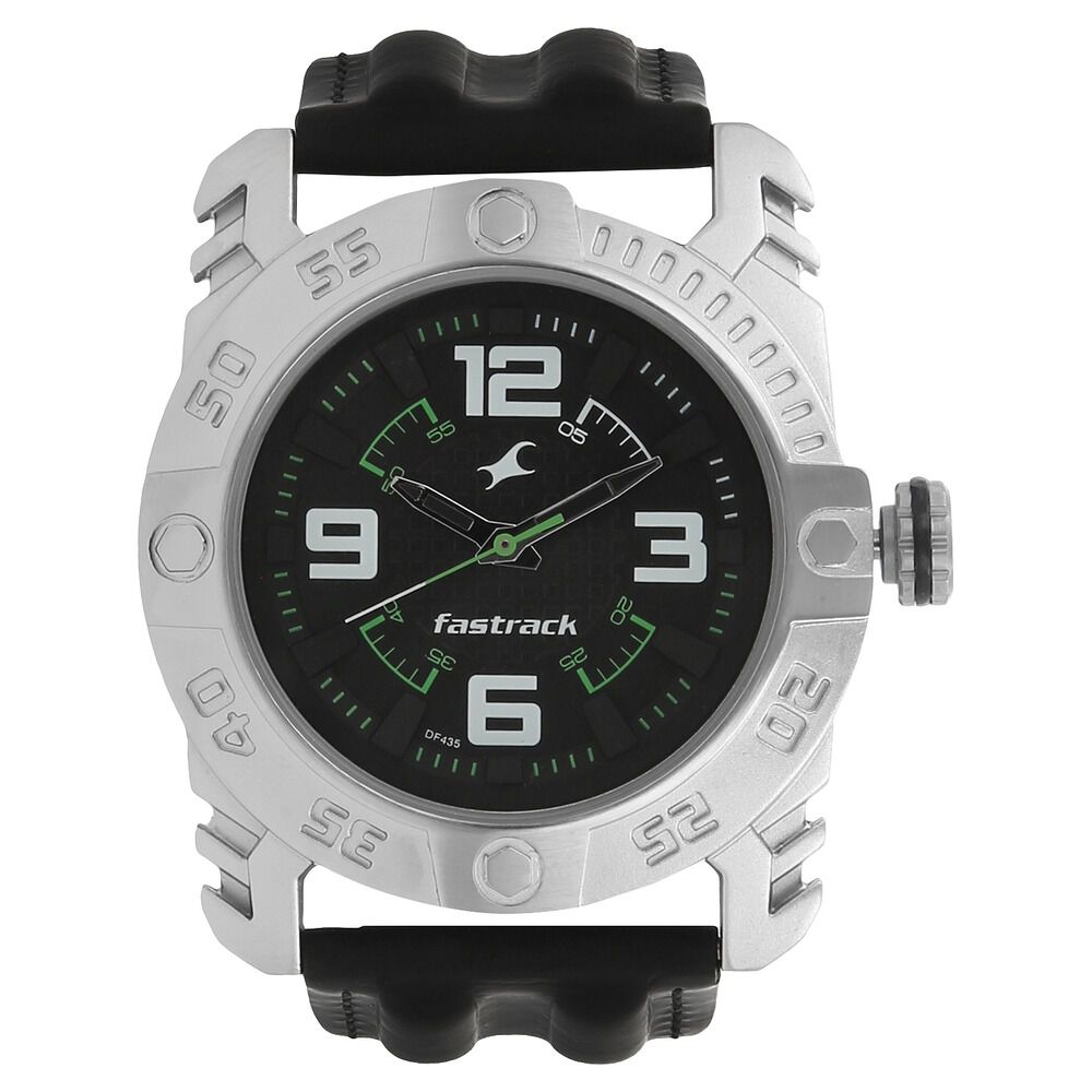 Buy Online Fastrack Motorheads Quartz Analog Black Dial Leather Strap Watch for Guys 3148sl01 Fastrack