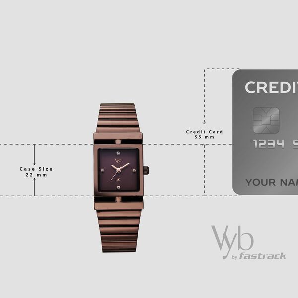 Vyb Showstopper By Fastrack Quartz Analog Brown Dial Brown Stainless Steel Strap Watch For Girls - image number 3