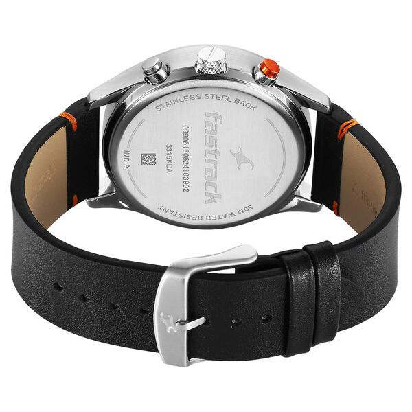 Fastrack Opulence Sun Moon Chronograph Black Dial Black Leather Strap Analog Quartz Watch For Guys - image number 5