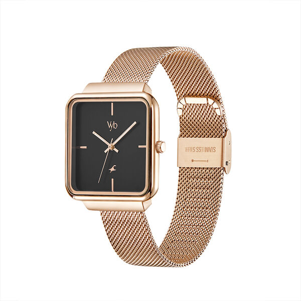 Fastrack Vyb Minimalist Quartz Analog Black Dial Stainless Steel Strap Watch for Girls - image number 3