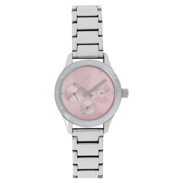 Fastrack Quartz Multifunction Pink Dial Stainless Steel Strap Watch for Girls - image number 0