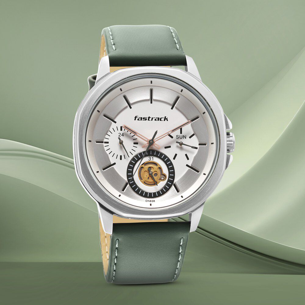 Buy Online Fastrack Exuberant Quartz Multifunction White Dial Leather Strap Watch for Guys 3303sl02 Fastrack
