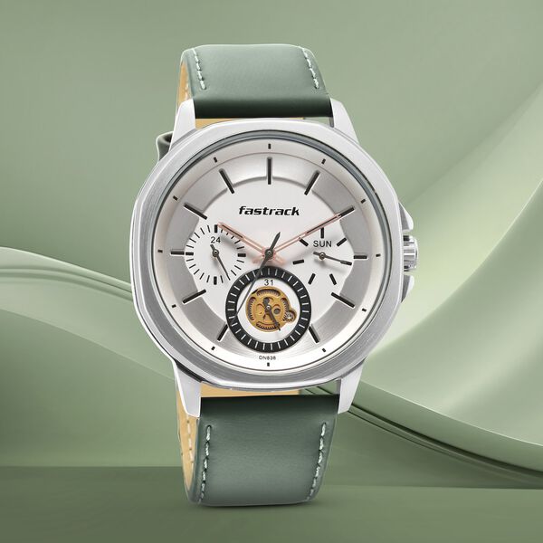 Fastrack Exuberant Quartz Multifunction White Dial Leather Strap Watch for Guys - image number 0