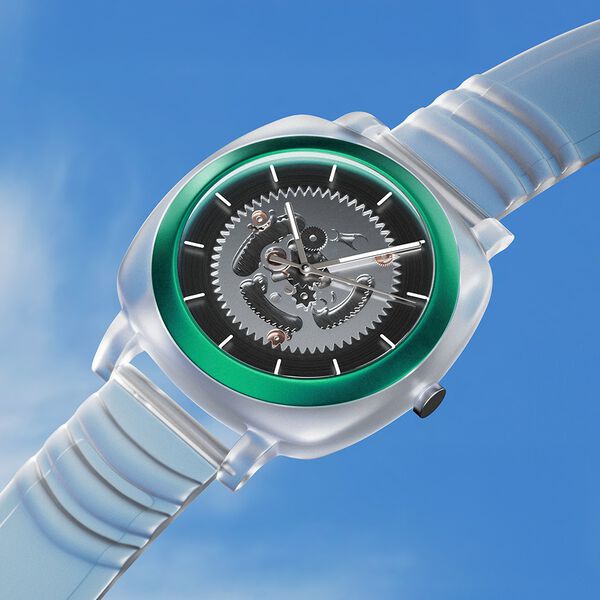 Fastrack Bare Quartz Analog Skeleton Unisex Watch With Anthracite Dial And Translucent Plastic Strap - image number 0