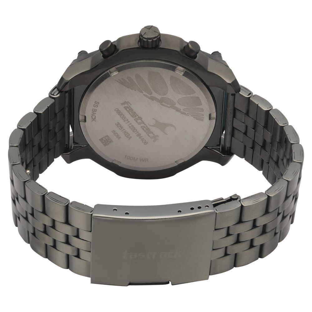 Fastrack Gamify Quartz Analog Black Dial Metal Strap Watch for Guys