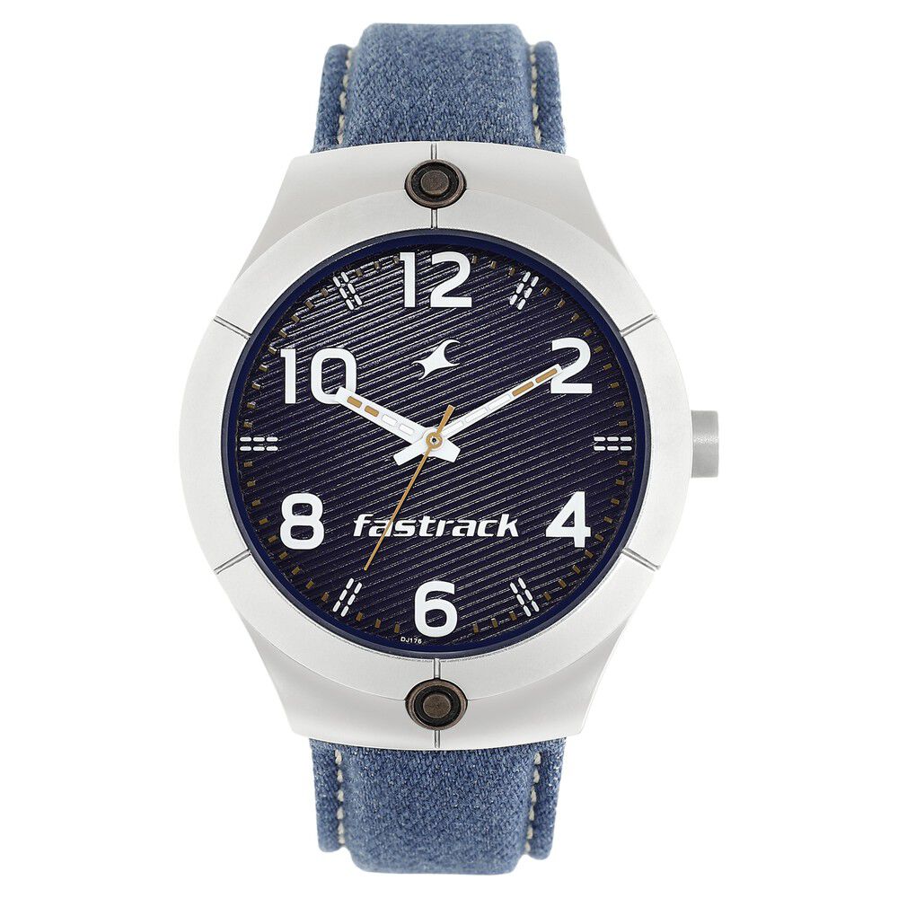 Fastrack Denim Quartz Analog Black Dial Denim Strap Watch for Guys