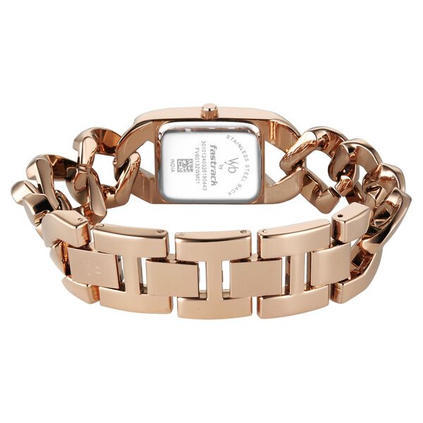 Vyb Runway By Fastrack Quartz Analog Brown Dial Rose Gold Metal Strap Watch For Girls - image number 5