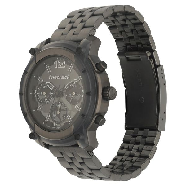 Fastrack Gamify Quartz Analog Black Dial Metal Strap Watch for Guys - image number 2
