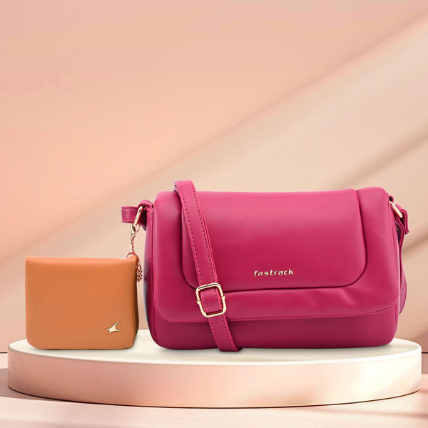Fastrack Puff Sling with Detachable Pouch in Pink - image number 0