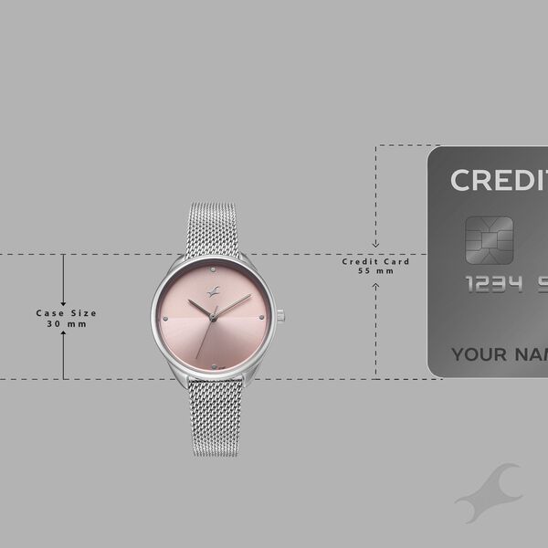 Fastrack Stunners Quartz Analog Pink Dial Silver Stainless Steel Strap Watch For Girls - image number 3