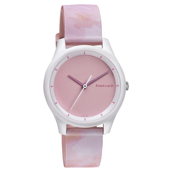 Fastrack Tie & Dye Quartz Analog Pink Dial Silicone Strap Watch for Girls - image number 0