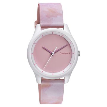 Fastrack Tie & Dye Quartz Analog Pink Dial Silicone Strap Watch for Girls