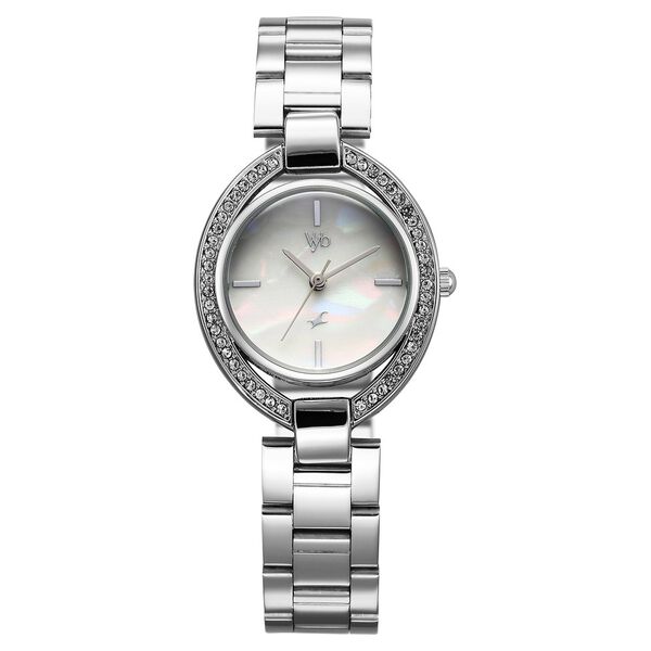 Fastrack Vyb Celeste Quartz Analog Mother of Pearl Dial Silver Color Metal Strap Watch For Girls - image number 1