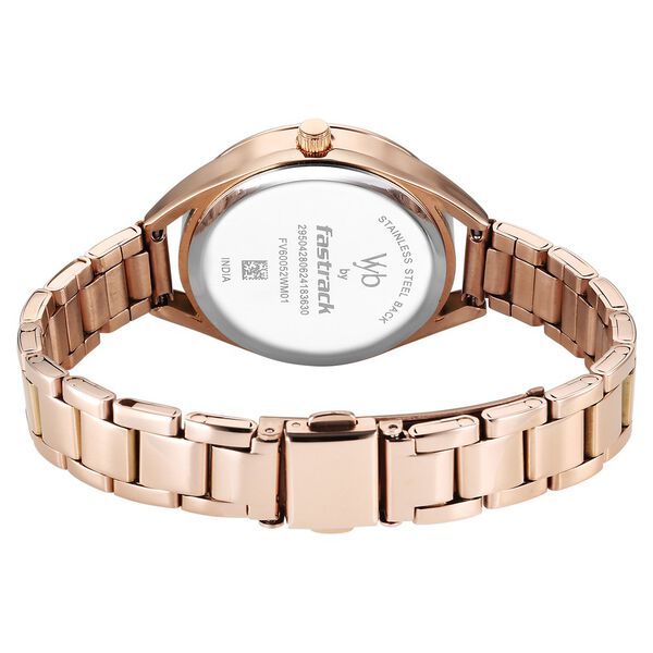 Fastrack Vyb Aurora Quartz Analog Purple Dial Rose Gold Color Metal Strap Watch For Girls - image number 5