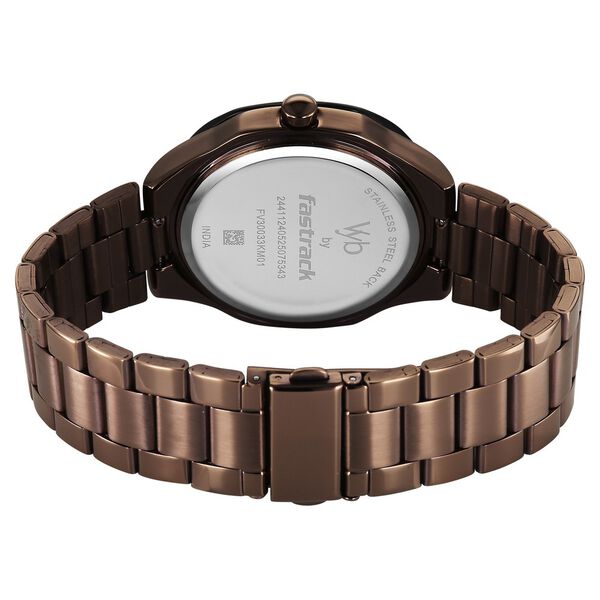 Vyb Challenger By Fastrack Quartz Analog Black Dial Brown Stainless Steel Strap Watch For Guys - image number 6