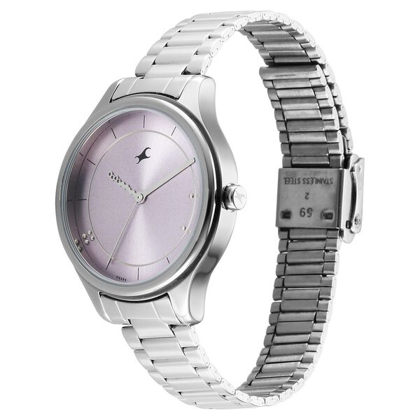 Fastrack Stunners Quartz Analog Pink Dial Silver Metal Strap Watch For Girls - image number 2