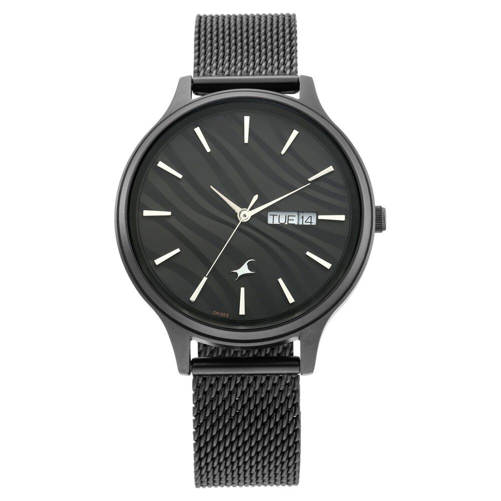 Fastrack Ruffles Quartz Analog with Day and Date Black Dial
