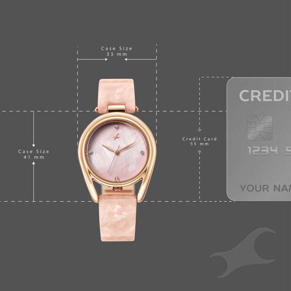 Fastrack Younique Quartz Analog Pink Mother Of Pearl Dial Two Toned Acetate & Metal Strap Watch For Girls - image number 3