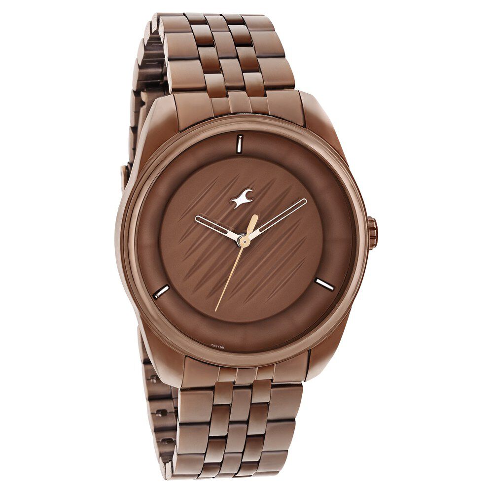 Buy Online Fastrack Crush Quartz Analog Brown Dial Stainless Steel Strap Watch for Guys 3300qm01 Fastrack