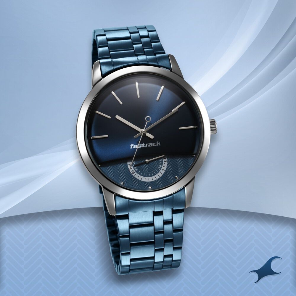 Fastrack Opulence Quartz Analog with Date Blue Dial Stainless