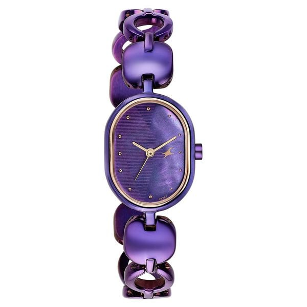 Fastrack Style Up Quartz Analog Purple Mother Of Pearl Dial Purple Metal Strap Watch For Girls - image number 1