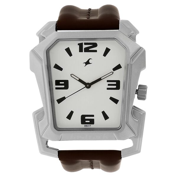 Fastrack Quartz Analog White Dial Leather Strap Watch for Guys - image number 0