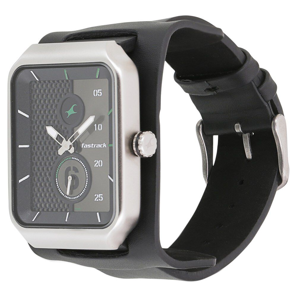 Buy Online Fastrack Loopholes Quartz Analog Grey Dial Leather Strap Watch for Guys 3173sl01 Fastrack
